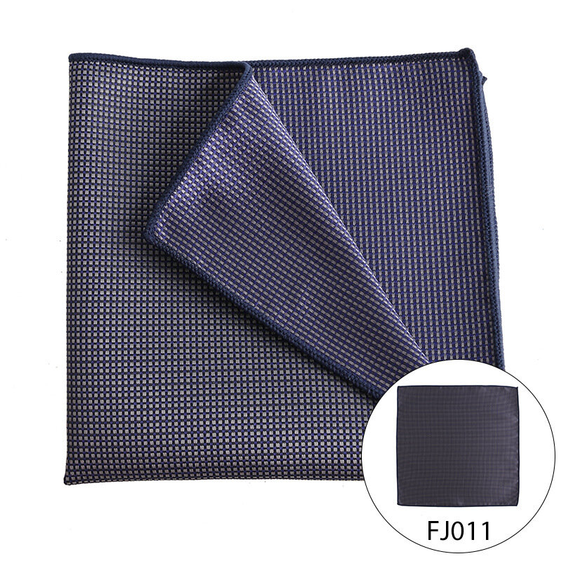 Fashion Silk Hankerchief Men's Pocket Square Scarves Vintage Hanky Handkerchiefs Striped Solid Black Grey 25cm Handmade Handker