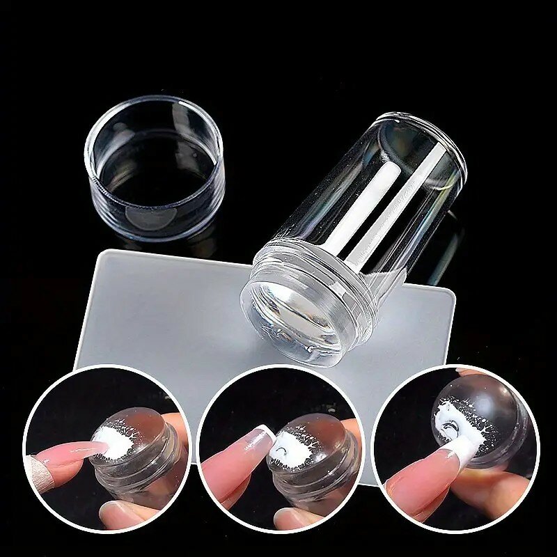 1Set Silicone Transparent Nail Art Stamping Pure Clear French Side Pressing Stamp  Marshmallow Design Manicure Accessories Tool