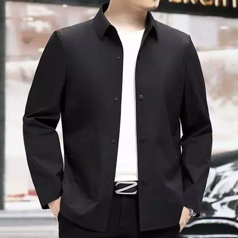 Mode Revers Knopf einfarbig Freizeit mäntel Herren bekleidung Herbst neue übergroße koreanische Tops Langarm All-Match-Jacken