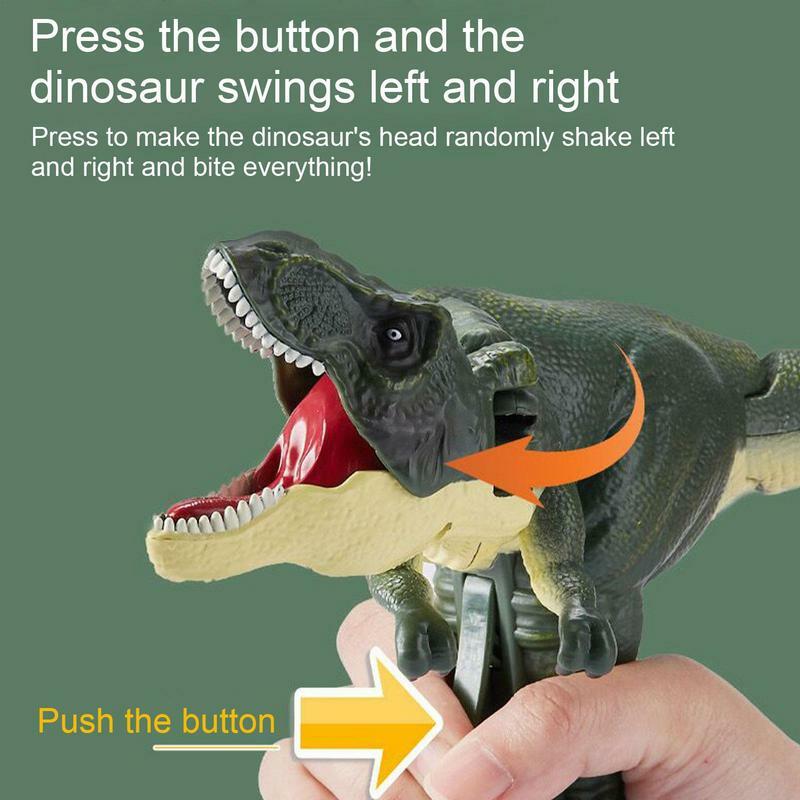Brinquedo de dinossauro com som e movimento para crianças, pressione a cabeça e a cauda do modelo do Tyrannosaurus Rex para se mover, dinossauro irritável