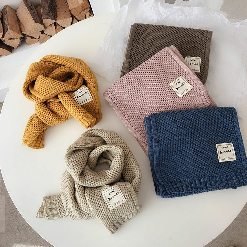 Bufanda de lana para niños y niñas, babero de punto versátil, cálido, para otoño e invierno, 1 unidad