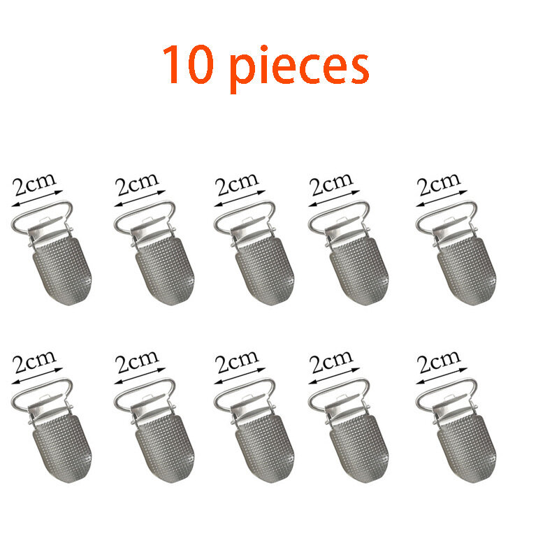 Clips de tirantes de Metal para bebé, gancho de plomo para chupete, 1,5 cm, 2cm, 2,5 cm, 3cm, 3,5 cm, 4cm, 5cm, 10 unidades por lote
