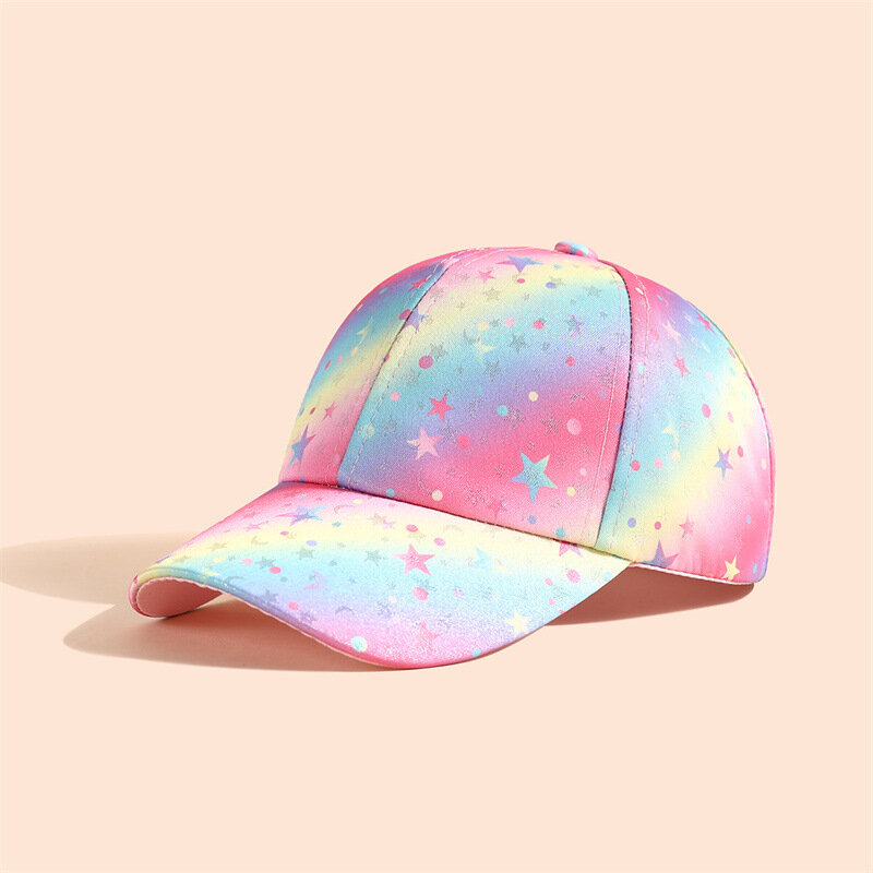 Topi bisbol bayi, topi bisbol musim semi Eropa Mode Bintang Gadis perlindungan UV katun dapat disesuaikan untuk anak laki-laki