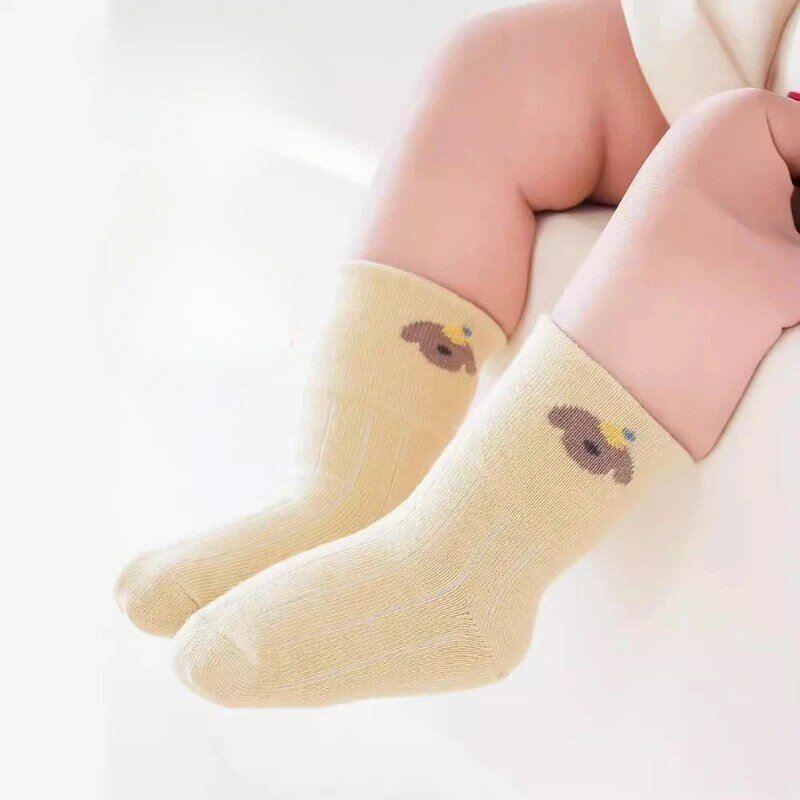 2024 Summer Newborn Baby Socks Korean Version Solid Color Loose Mouthed Baby Sock Cartoon All Cotton Mid Tube Socks Lace Socks