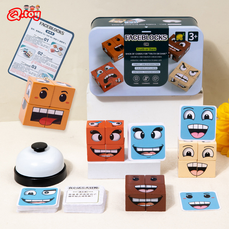 Bambini Face Change Cube Game espressione Montessori Puzzle Building Blocks giocattoli apprendimento precoce gioco educativo per bambini