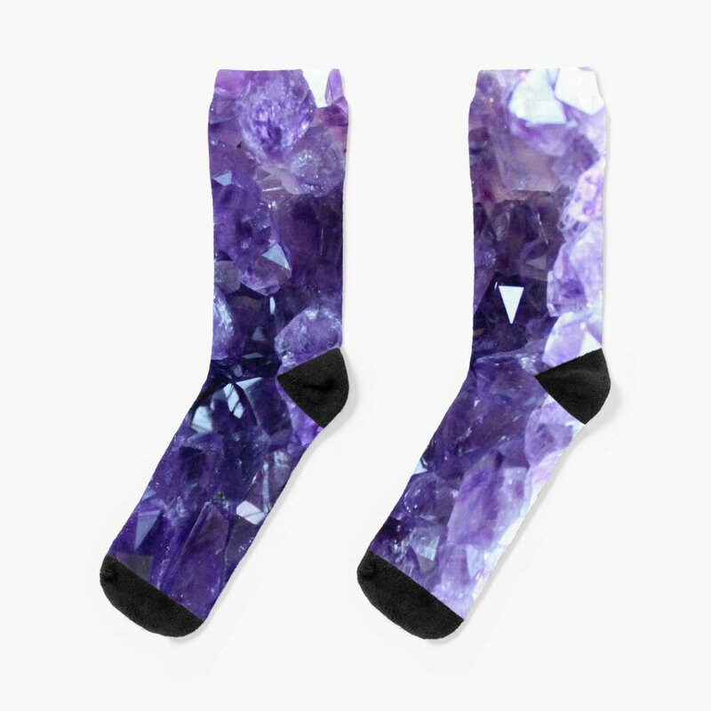 Raw Amethyst - Crystal Cluster Socks cool kids luxury Stockings man Men's Socks Luxury Women's