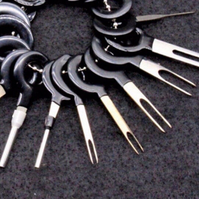 26-11 buah alat perbaikan penghapusan Terminal mobil kabel listrik penjepit kabel konektor Pin ekstraktor Kit kunci penarik steker otomotif