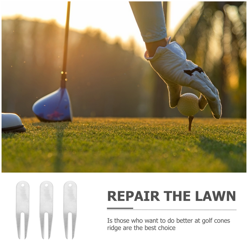 3pcs baja nirkarat Divot Fork untuk Golf Divot alat Divot Ballss perbaikan rumput alat Divot Fork untuk Golf