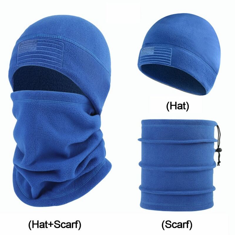 남녀공용 두꺼운 모자 스카프 세트, 따뜻한 단색 플리스, 따뜻한 비니 모자, 겨울