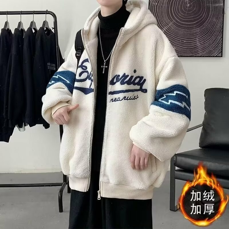 Giacche con cappuccio da uomo autunno moda coreana Streetwear Harajuku giacche invernali abbigliamento Casual da uomo giacche di lana giacca calda 2023