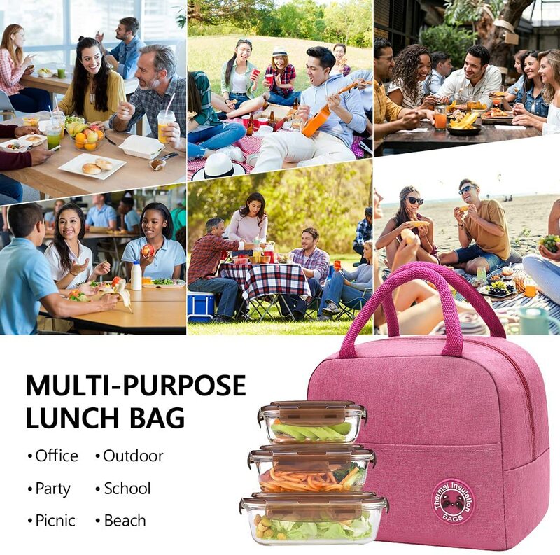 Thermal Portable Lunch Bags Picnic Dinner Insulated Travel Canvas bags Bento pouch Lunch Food lunch Box Cooler storage Handbag