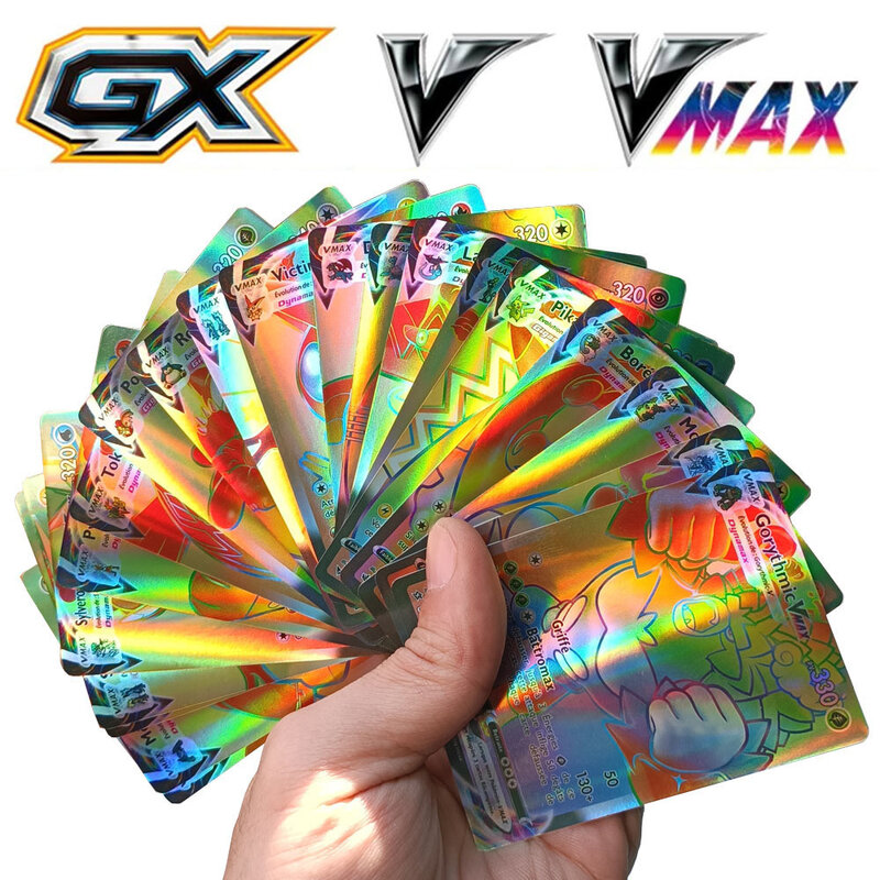 Cartes Pokémon brillantes TAKARA TOMY GX VMAX V MAX, jeu de bataille, carte d'échange, jouet pour enfants, 50 pièces