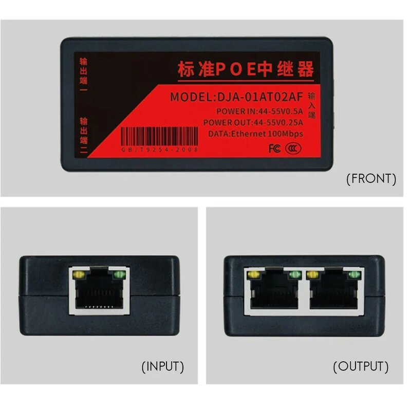 2 Port POE Extender 100Mbps dengan IEEE 802.3Af standar untuk NVR IP kamera AP IP suara POE memperpanjang 100 meter untuk rentang POE