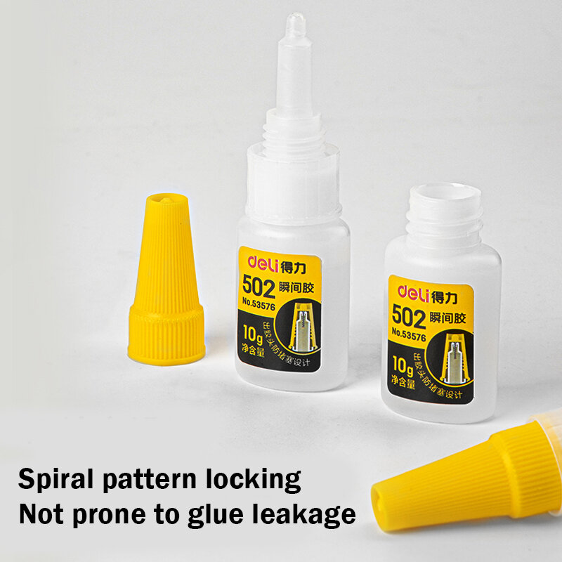 Deli 502 Super Glue 1-3pcs Design a spirale in pelle adesiva cianoacrilica ad asciugatura rapida istantanea per strumento di colla liquida Anti intasamento