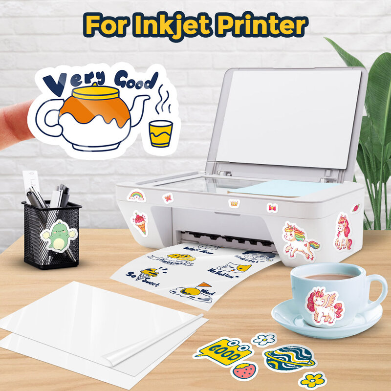 10 fogli di carta adesiva in vinile stampabile olografica A4 adesivi a getto d'inchiostro Laser arcobaleno autoadesivi impermeabili per stampante a getto d'inchiostro