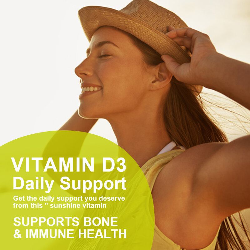 Suplemento de vitamina D, Suporte imunológico, Função muscular saudável, Saúde óssea, Cápsulas de vitamina D3, 50.000 UI