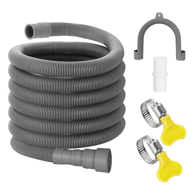 Set di estensioni del tubo di scarico tubo flessibile universale per lavatrice da 10 piedi, Include connettore del tubo flessibile della staffa e fascette stringitubo tubi di scarico