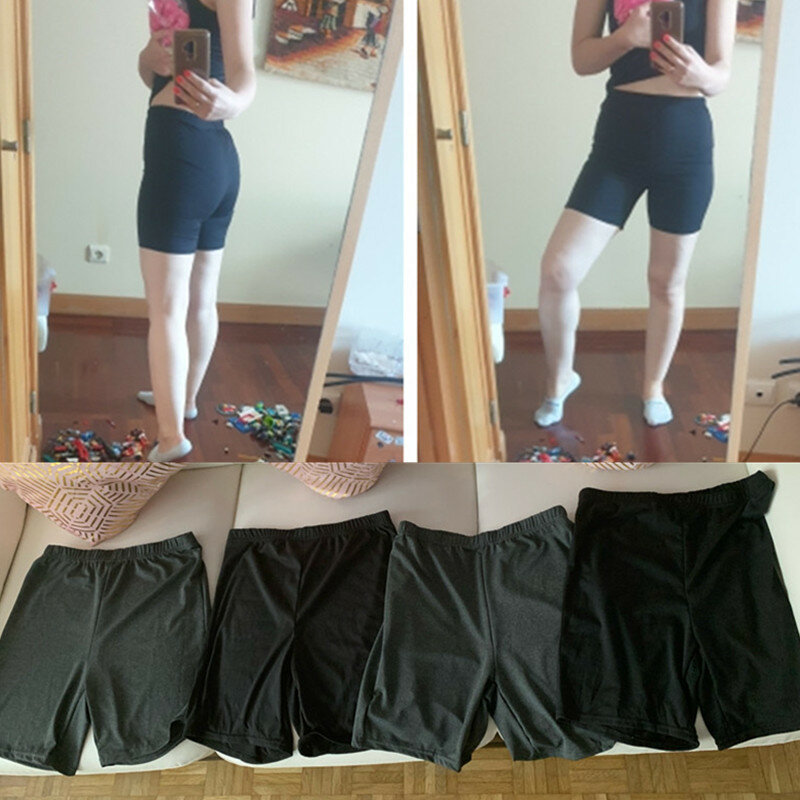 Pantalones cortos elásticos para mujer, Shorts informales de cintura alta, ajustados, ajustados, color blanco y negro, para entrenamiento y Yoga, 2023