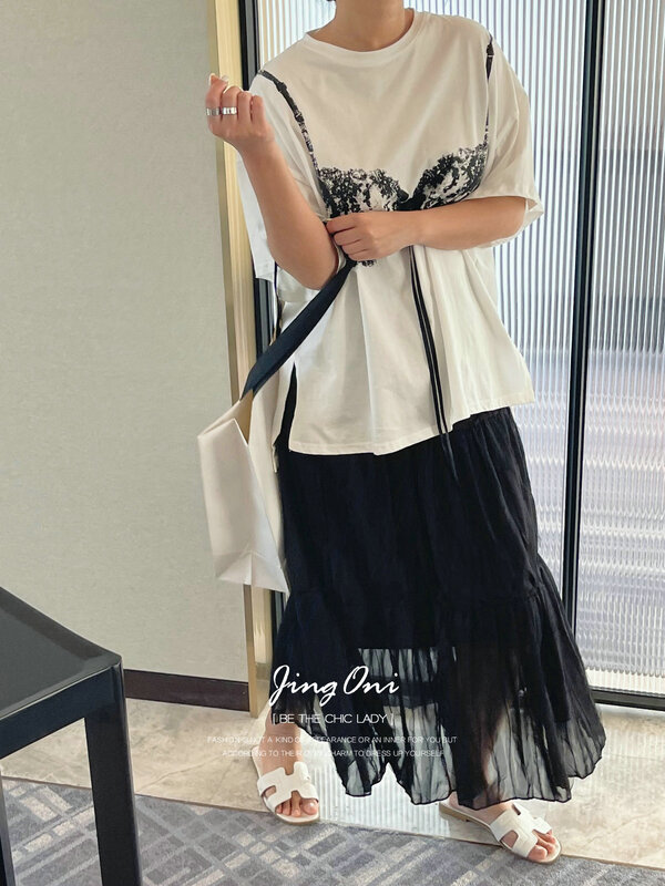 Женская Винтажная футболка с коротким рукавом, белая футболка большого размера в Корейском стиле, Y2k, лето 2024