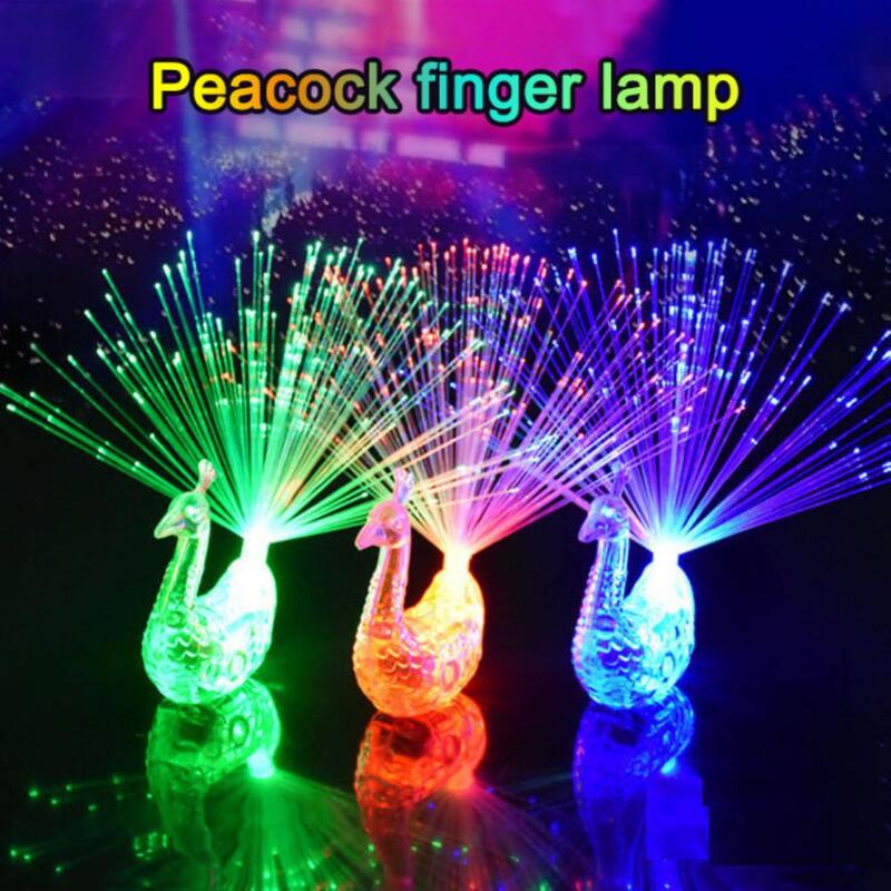 Led Light-up Rings Luminous Colorful Intelligence Toys Glowing Plastic Party Supplies Children Gift Peacock Decoration Creative