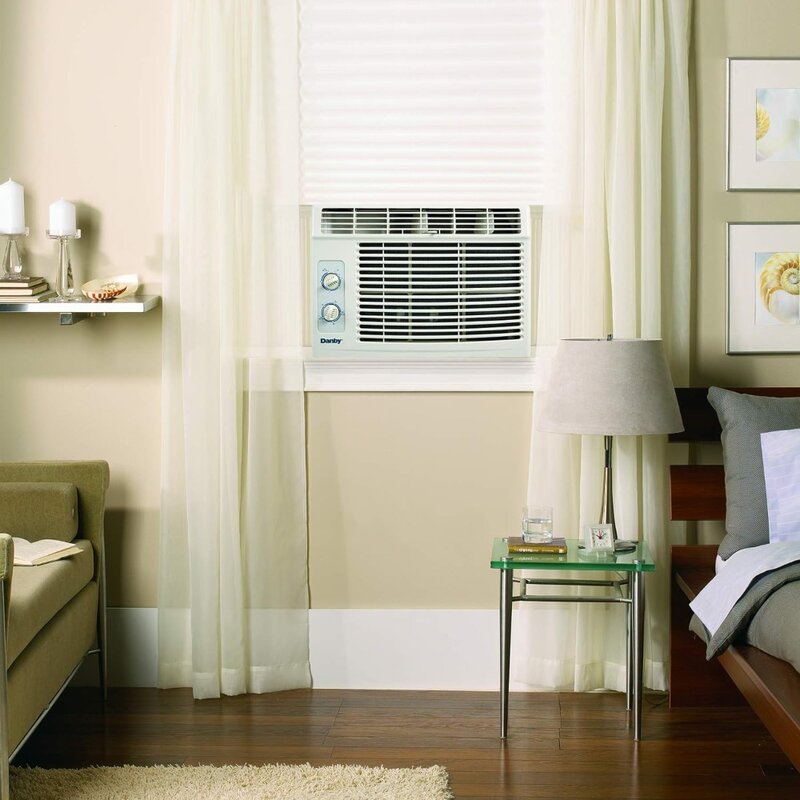 Conditioner pendingin udara jendela 5,000, 2 pengaturan pendingin dan kipas, mudah digunakan kontrol putar mekanis