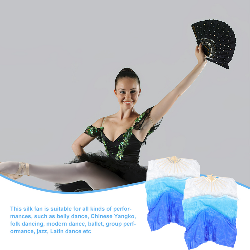 2-częściowy wachlarz składany kwadratowy materiał do tańca Gradientowa tkanina Yangko dla kobiet
