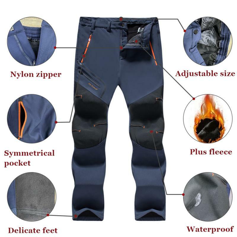 Зимние флисовые теплые мужские брюки, мужские уличные штаны для снега, кемпинга, походов, работы, ветрозащитные брюки для сноуборда, лыж, водонепроницаемые дышащие брюки