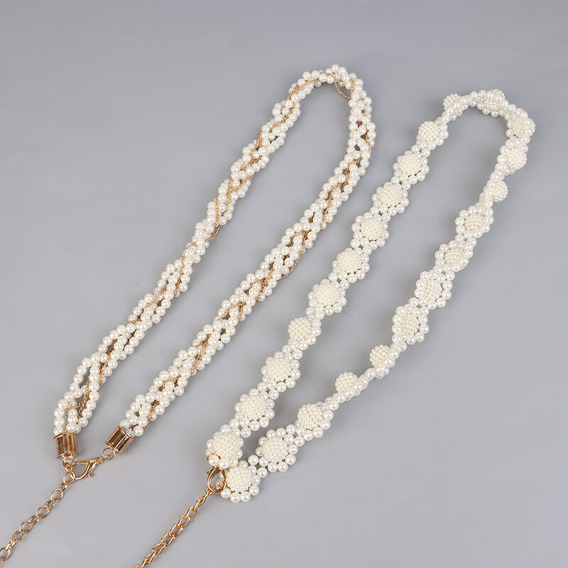 Mode 1pc Damen gewebte Perle Taille Kette Perlen Tanz gürtel täglich Hochzeits kleid Taille Kette Schmuck Accessoires für Frauen Geschenk