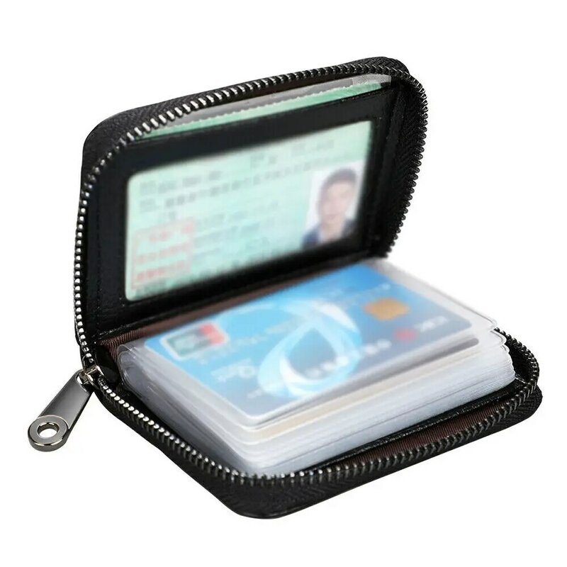 20 디텐트 카드 홀더 PU 비즈니스 은행 신용 버스 ID 카드 홀더 커버 동전 파우치 자화 방지 지갑 가방 주최자