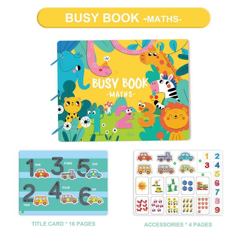 Montessoriビジーブック再利用可能なステッカーブック、ライフスキルテーマ、男の子と女の子のための感覚教育玩具、3-6