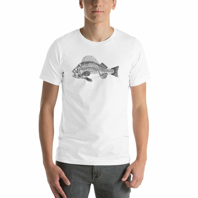 T-shirt ze szkieletem ryby vintage oversize w dużych rozmiarach chłopców nadruk zwierzęta męska koszulka grafika