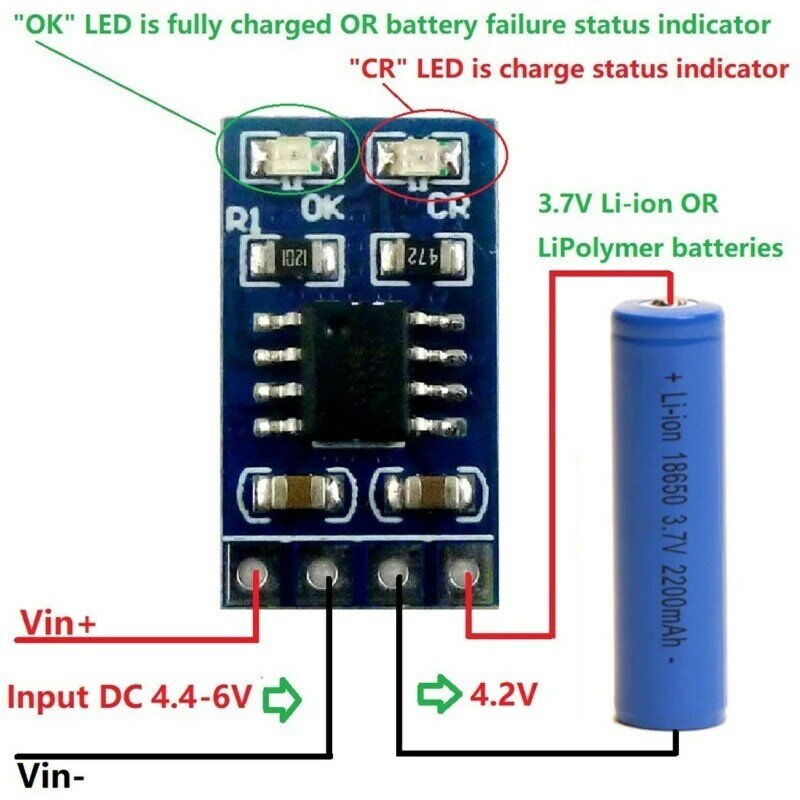 Dispositivo carga última generación para baterías iones litio | Diseñado para paquetes baterías 3,7 V y 4,2 V