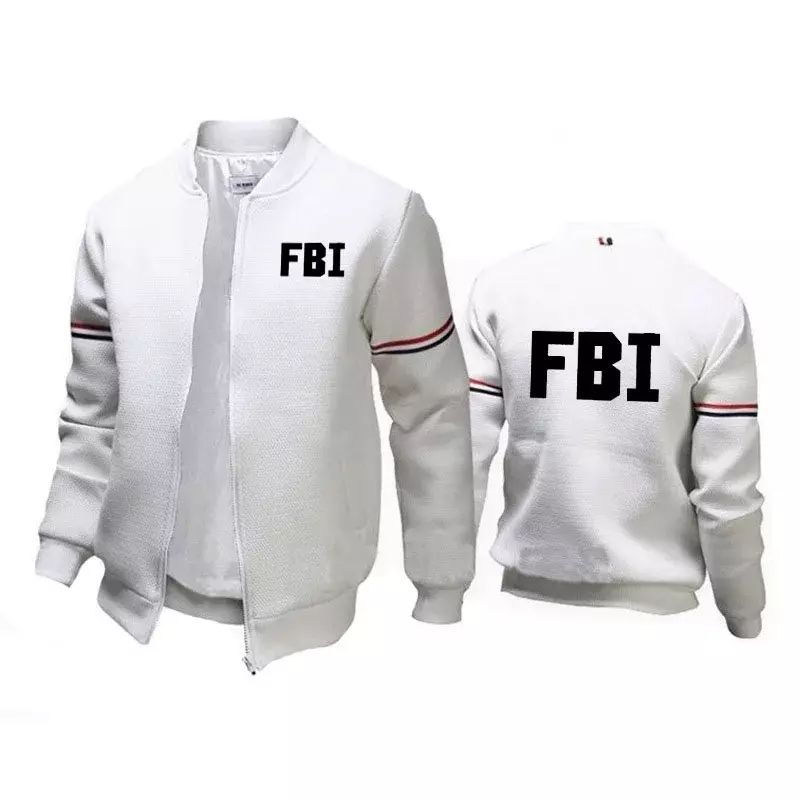 Jaket pria FBI mantel kasual cetak jaket ritsleting musim semi musim gugur kardigan kaus katun atasan pakaian olahraga kualitas tinggi