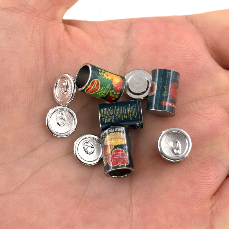 Dollhouse Miniature Accessories, Mini Metal Fruit Canned, Food Can, Model Toys, Doll House Decoration, 1:12, 5Pcs