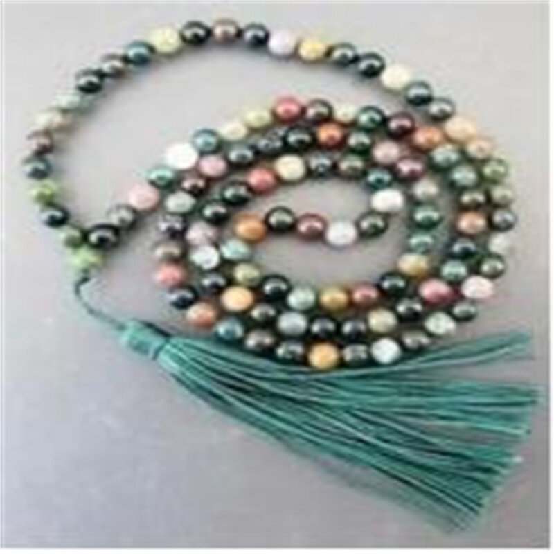 Collana di braccialetti Mala con perle di preghiera buddista 108 pietra naturale calda 6mm