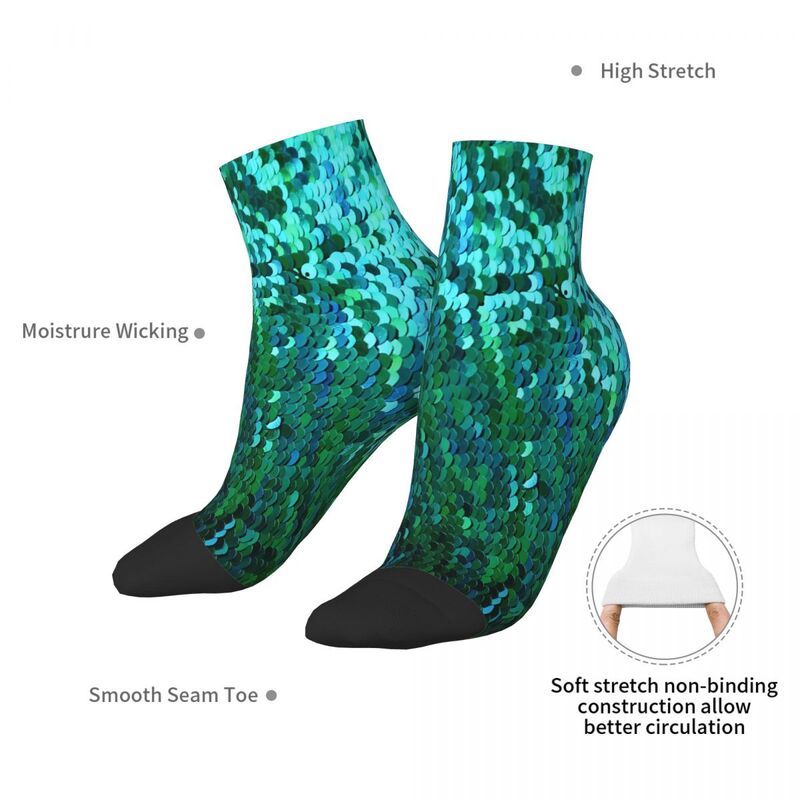 Носки до щиколотки с зелеными блестками для мужчин и женщин, зимние чулки в стиле хип-хоп