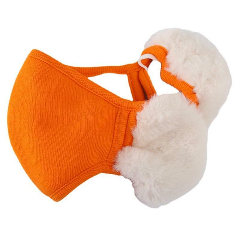Solid Color With Plush Thickened Cotton Earmuffs Washable Personal Protection Thermal Mask For Students In Winter Cotton Comfort