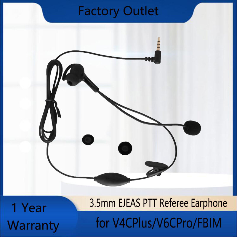 EJEAS Headset wasit PTT 3.5mm, 1/2 buah Headset wasit untuk V4CPlus/V6CPro/FBIM