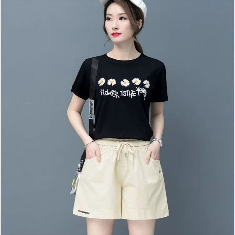 Шорты женские однотонные с высокой талией, простые свободные повседневные пикантные с широкими штанинами, одежда для работы в Корейском стиле, на лето