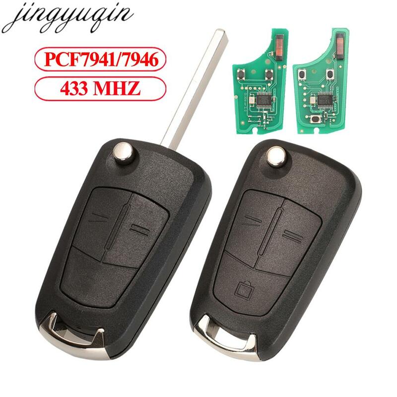 Jingyuqin Flip Remote Auto Schlüssel 433MHZ PCF7941/7946 Für Opel/Vauxhall Astra H 2004-2009 Zafira B 2005-2013 Corsa D Vectra C 2/3B