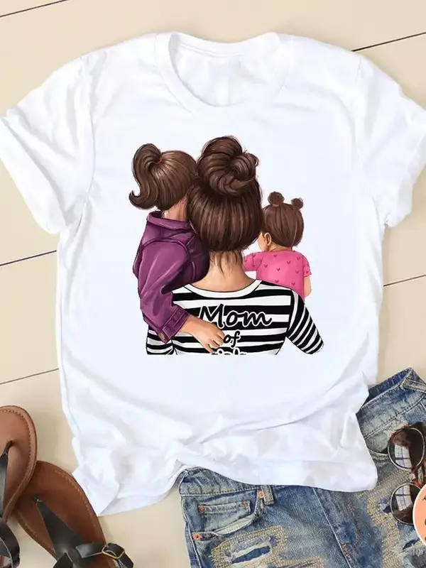 T-shirty Odzież Ubrania z krótkim rękawem Moda Lato Casual Matka Mama Miłość Córka Panie Drukuj Damska koszulka z krótkim rękawem