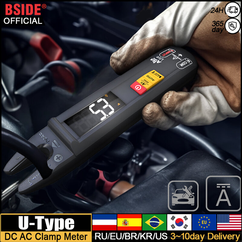 BSIDE Fork Digital Clamp Meter DC AC 100A Smart Ammeter Pliers T-RMS Current Auto Multimeter Voltage Ohm Electrical Tester