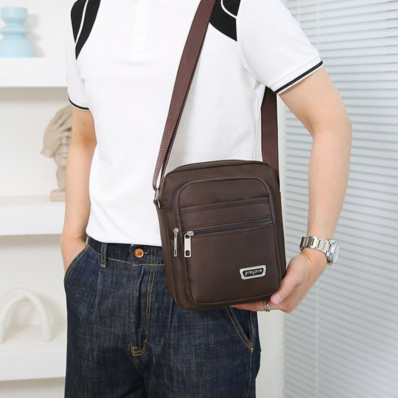 Simple Casual Crossbody Bag Men's Nylon Small Shoulder Bag Oxford Messenger Phone Side Sling Bag Large Satchel Chest Pack