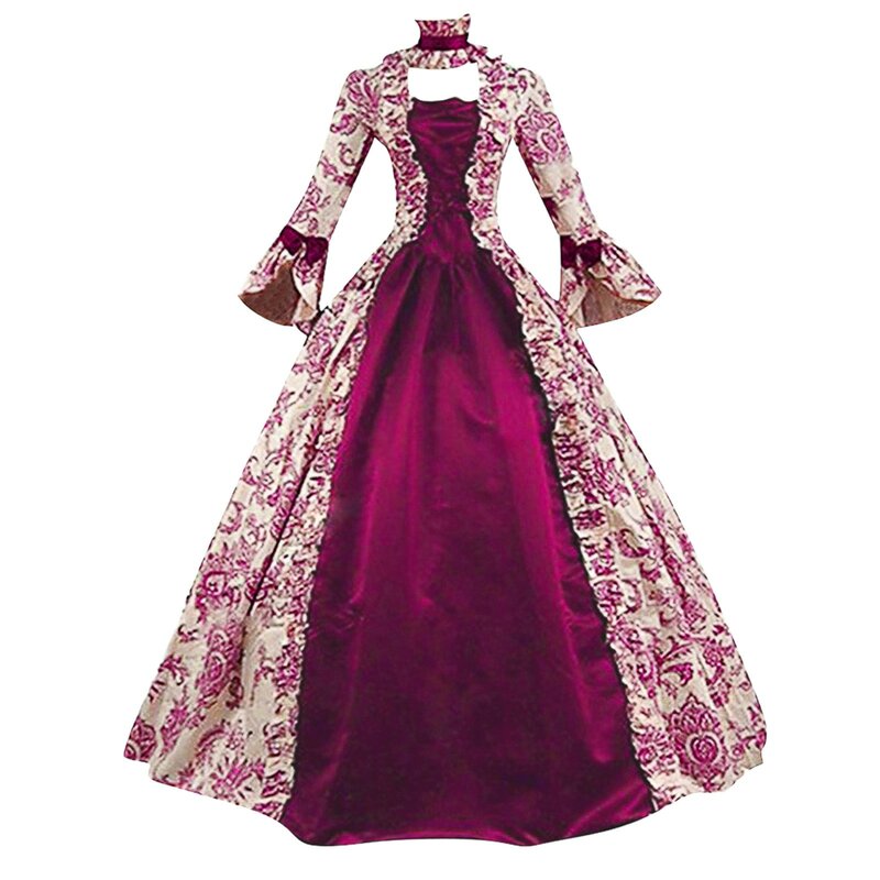 Женское коктейльное платье с длинным рукавом, готическое винтажное ТРАПЕЦИЕВИДНОЕ ПЛАТЬЕ средней длины в стиле эпохи Возрождения
