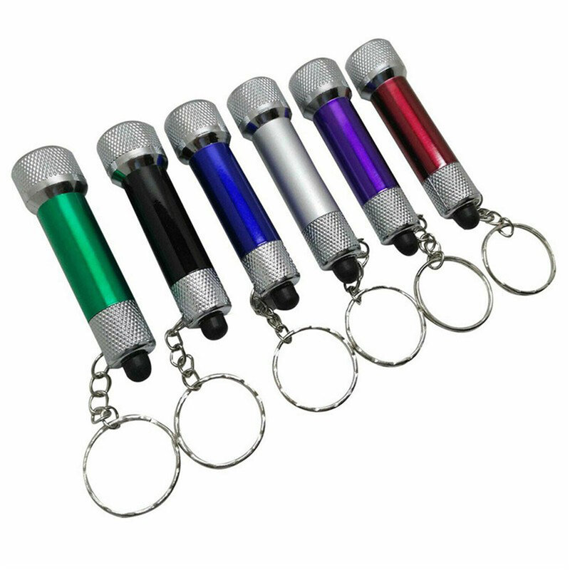 미니 키 체인 토치 램프, 내장 버튼 배터리, LED 포켓 라이트, 손전등, 키 버클 포함, 야외 휴대용 비상 조명