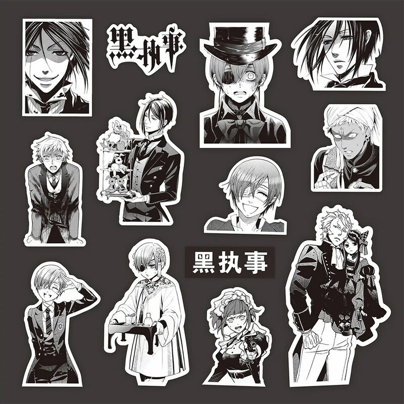 10/30/75 Stuks Anime Zwarte Butler Zwart Wit Graffiti Stickers Sticker Diy Bagage Notebook Koelkast Cool Cartoon Sticker Voor Kinderen Speelgoed