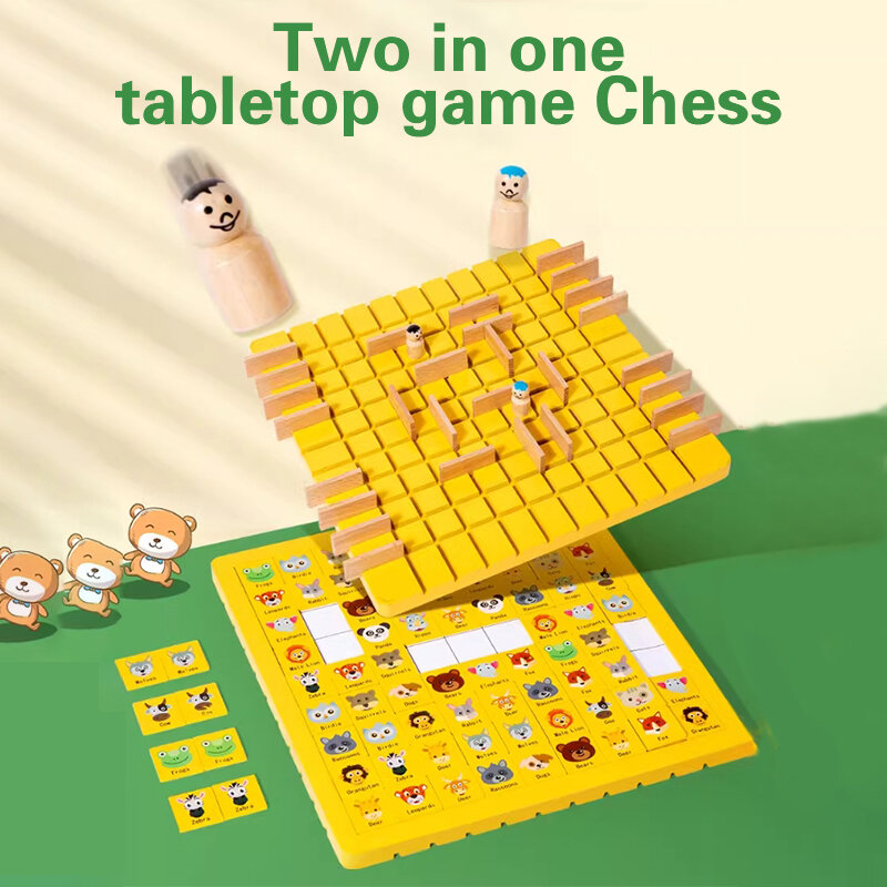Brinquedo de madeira para crianças, exercício educativo, quebra-cabeça, multiplayer, jogo de batalha, xadrez, estratégia passo a passo