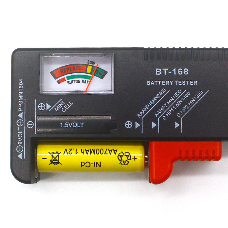 BT-168 AA/AAA/C/D/9V/1.5V แบตเตอรี่ Universal แบตเตอรี่สีรหัสเมตรแสดง Volt Tester Checker BT168 Power