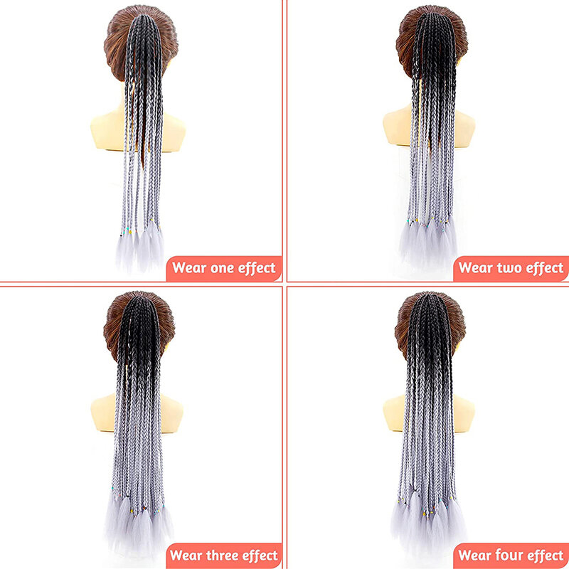 Synthetischer schmutziger geflochtener Pferdes chwanz mit elastischem Band Farbverlauf Flechten Haar verlängerungen für Frauen und Mädchen täglich und Party