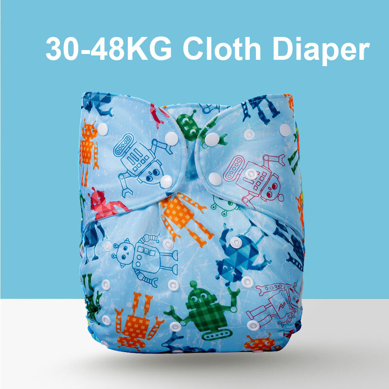 Pañal de tela lavable reutilizable para niños, pañal ecológico ajustable de bolsillo Real, apto para 30-48KG, 66lbs-105lbs